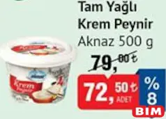 AKNAZ TAM YAĞLI KREM PEYNİR 500 G